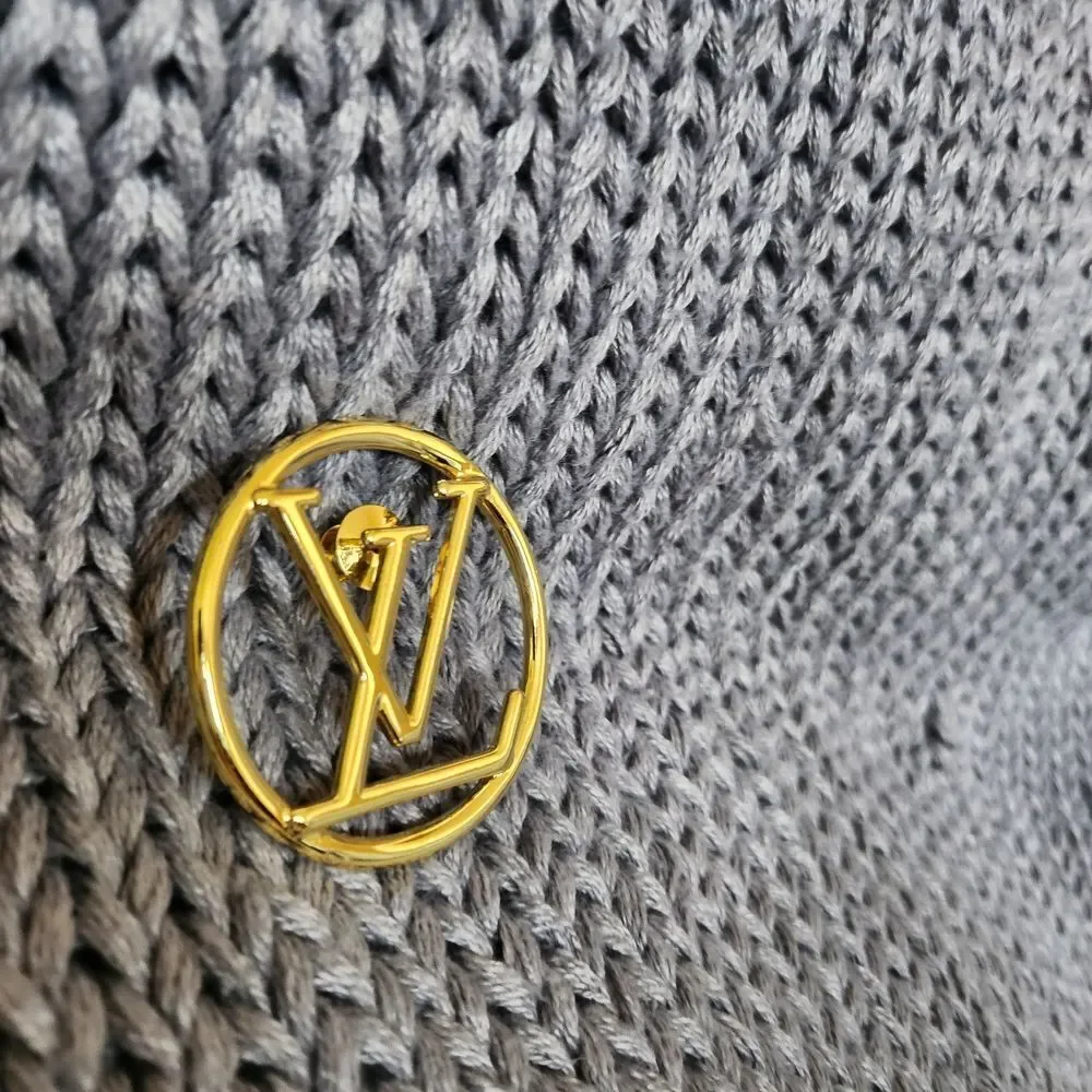 Gold LV Logo Brooch